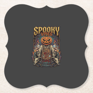 Spooky Vires Halloween Pumpkin Head Holding Eyebal Paper Coaster