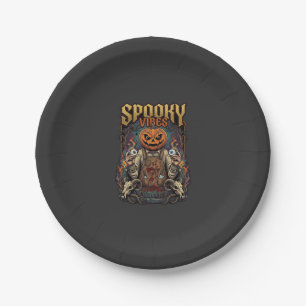 Spooky Vires Halloween Pumpkin Head Holding Eyebal Paper Plate
