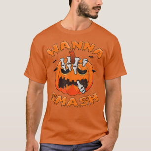 Spooky Wanna Smash Pumpkin Skeleton outfit For Hal T-Shirt