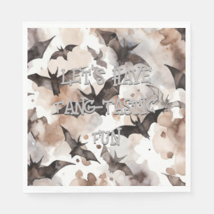 Spooky Watercolor Bats Halloween Fang-Tastic Lunch Napkin