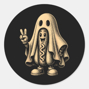 Spooky Weenie Ghost Hot Dog Halloween Humour Desig Classic Round Sticker