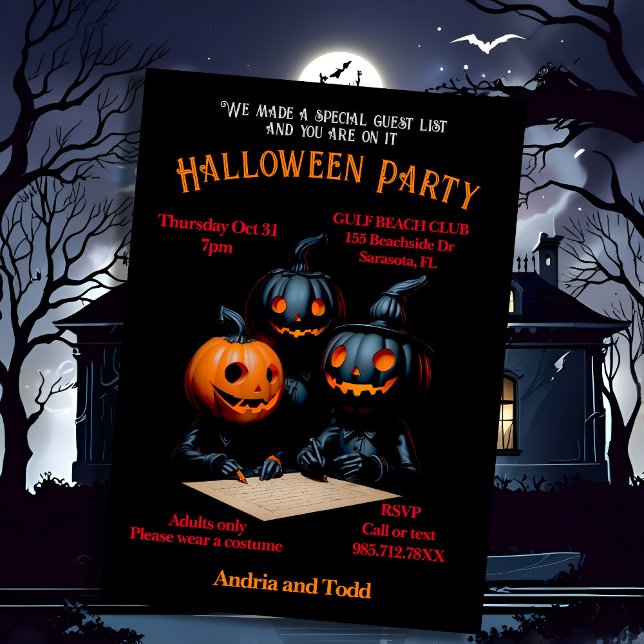 Spooky whimsical pumpkin-headed figures Halloween Invitation (Creator Uploaded)