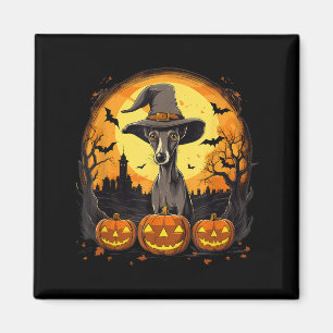 Spooky Whippet Dog Witch Halloween Magnet