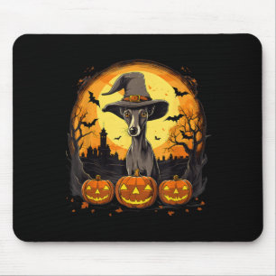 Spooky Whippet Dog Witch Halloween Mouse Pad