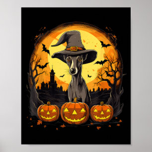 Spooky Whippet Dog Witch Halloween Poster