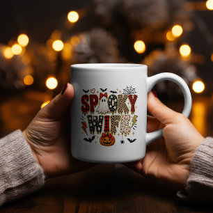 Spooky Wife Halloween Leopard Print Mixed Coffee Mug
