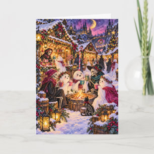 Spooky Winter Market Ghosts & Skeletons Creepmas Holiday Card
