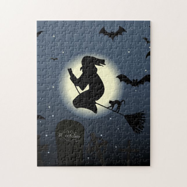 Spooky Witch and Bats Jigsaw Puzzle (Vertical)