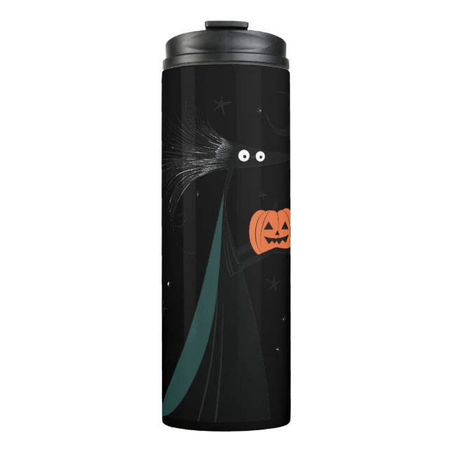 Spooky Witch and Pumpkin - Cosmic Halloween Thermal Tumbler (Front)