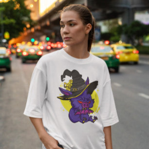 Spooky Witch Bat Cartoon T-Shirt