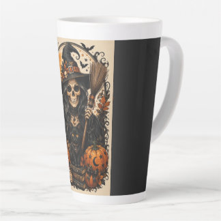 Spooky Witch, Black Cat & Pumpkins Halloween Magic Latte Mug