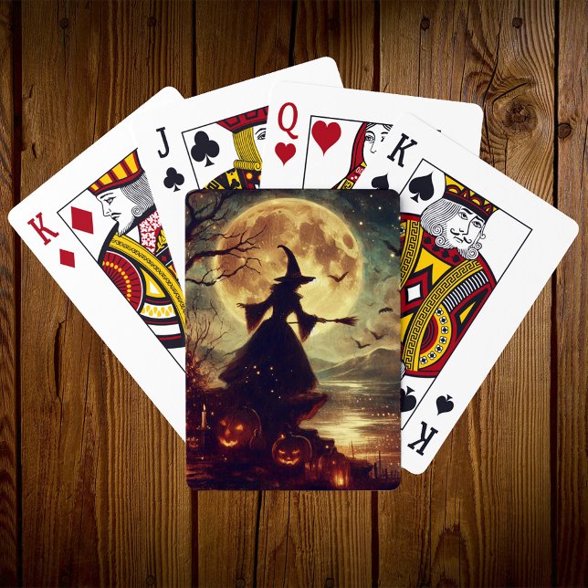 Spooky Witch Full Moon Halloween Playing Cards (Creator Uploaded)