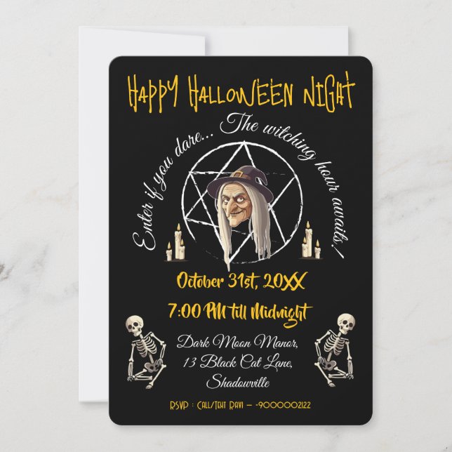 🧙‍♀️ Spooky Witch Halloween Invite 🎃👻 (Front)