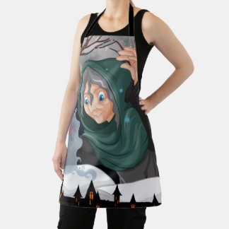 Spooky Witch & Haunted House Halloween🌙 Apron