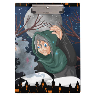 Spooky Witch & Haunted House Halloween🌙 Clipboard