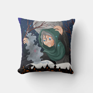 Spooky Witch & Haunted House Halloween🌙 Cushion