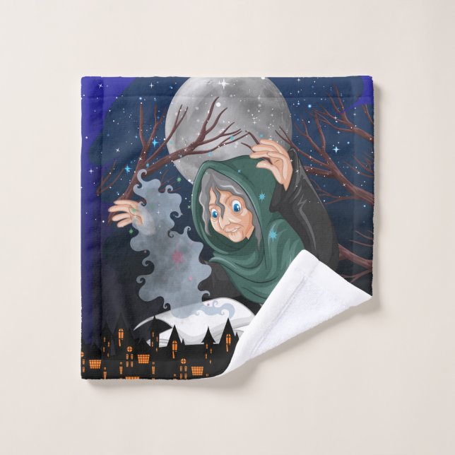  Spooky Witch & Haunted House Halloween🌙 Wash Cloth (Wash Cloth)