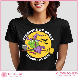 Spooky Witch on Broomstick Teacher Halloween T-Shirt