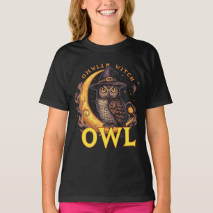 Spooky Witch Owl Graphic Perfect for Halloween Fun T-Shirt