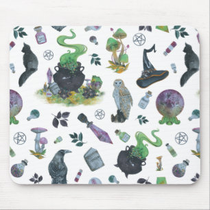 Spooky Witch Pattern Mouse Pad