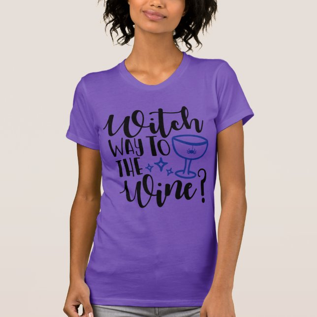 Spooky Witch Wine Shirt - Funny Halloween Costume! (Front)