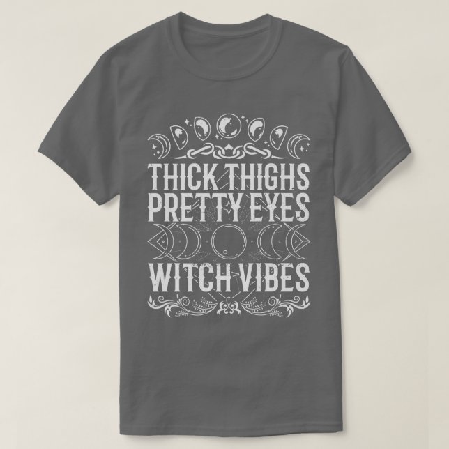 Spooky Witchcraft Crescent Moon Blackcraft Hallowe T-Shirt (Design Front)