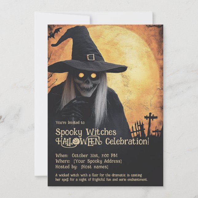 Spooky Witches Halloween Celebration Invitation (Front)