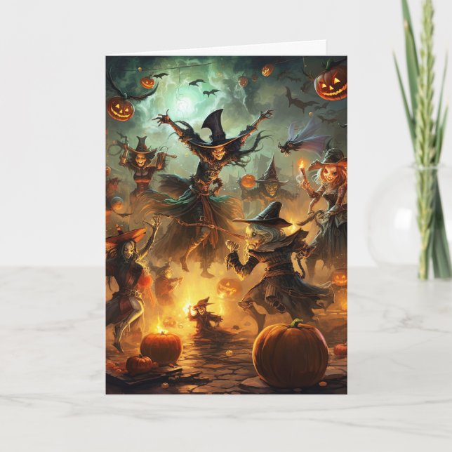 Spooky Witches Halloween Holiday Card (Front)