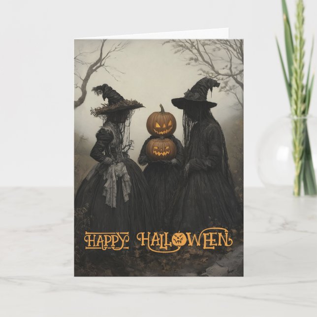 Spooky Witches Halloween Holiday Card (Front)