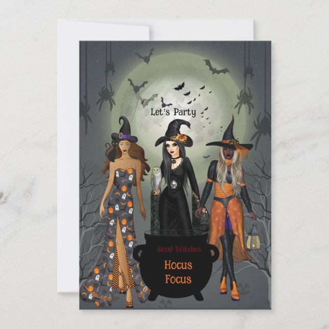 Spooky Witches Halloween Party  Invitation (Front)