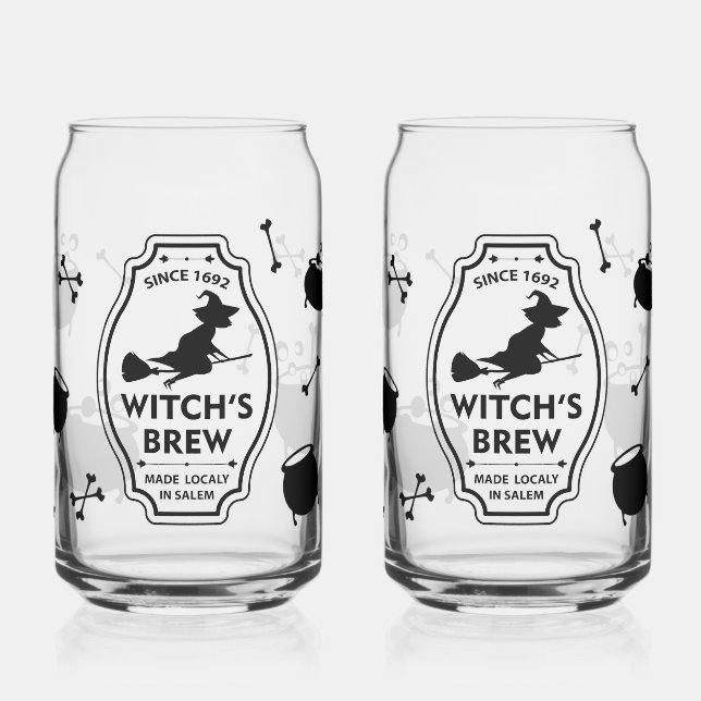 Spooky Witchy Aesthetic Beer Can Glass (Left)