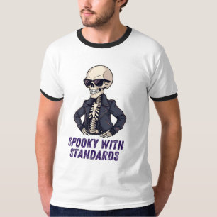 Spooky With Standards – Funny Elegant Skeleton T-Shirt