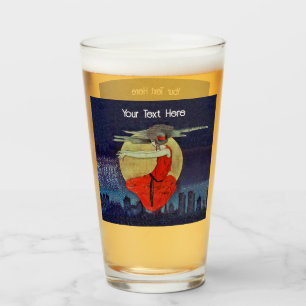 Spooky Woman in Sky over city Lights Blue Sky Glass