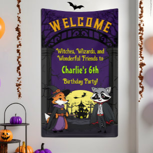 Spooky Woodland Animals in Costume Party Welcome Banner