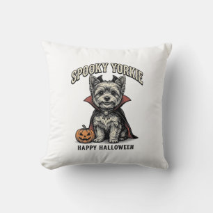 Spooky Yorkie Halloween Dog Vintage Shirt Design_1 Cushion