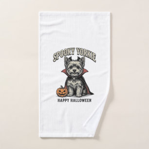 Spooky Yorkie Halloween Dog Vintage Shirt Design_1 Hand Towel
