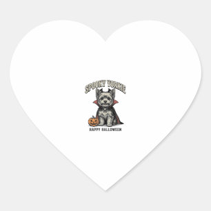 Spooky Yorkie Halloween Dog Vintage Shirt Design_1 Heart Sticker