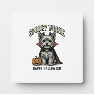 Spooky Yorkie Halloween Dog Vintage Shirt Design_1 Plaque