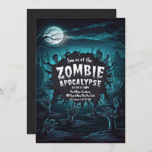 Spooky Zombie Apocalypse Halloween Party  Invitation