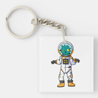 spooky zombie astronaut cartoon character key ring
