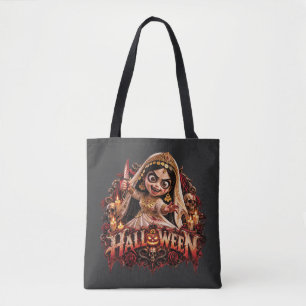 Spooky Zombie Bride Halloween Horror Art Print Tote Bag