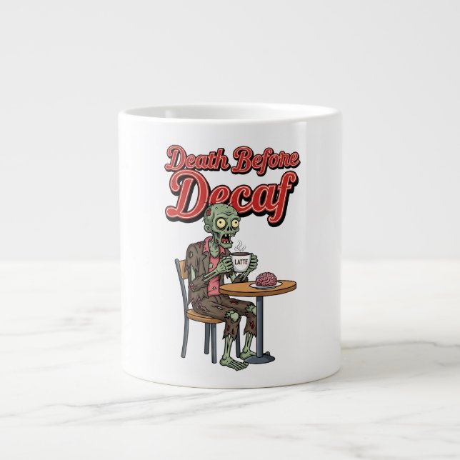 Spooky Zombie Coffee Lover Halloween Large Coffee Mug (Front)
