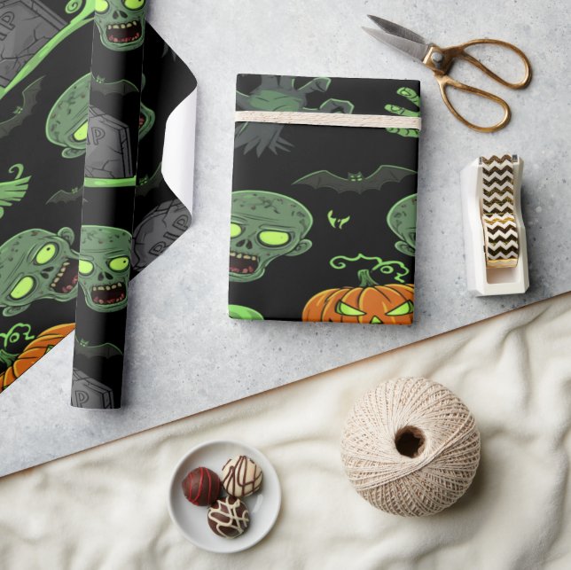 Spooky Zombie Halloween Fun Wrapping Paper (Crafts)