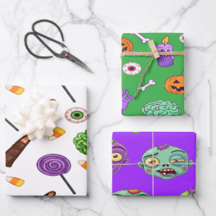 Spooky Zombie Halloween Fun Wrapping Paper Sheet