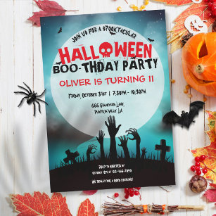 Spooky Zombie Halloween Kids Birthday Party Invitation