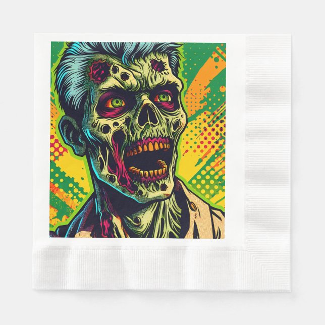 Spooky Zombie Halloween Party Napkin (Front)