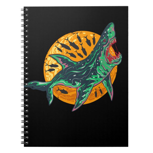 Spooky Zombie Shark Halloween Sea Creature Notebook (Front)