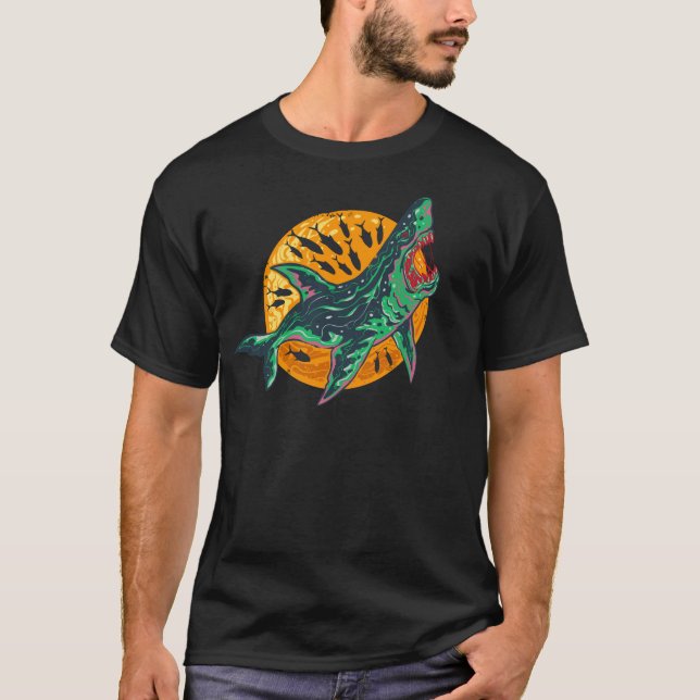 Spooky Zombie Shark Halloween Sea Creature T-Shirt (Front)