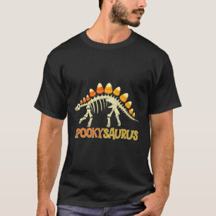 Spookysaurus Candy Corn Dinosaur Skeleton Happy Ha T-Shirt