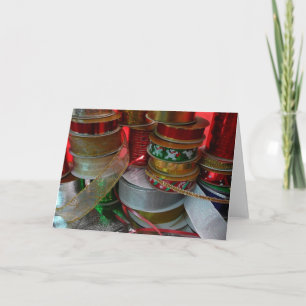 Spools of Christmas Ribbon Holiday Red and Gold Card